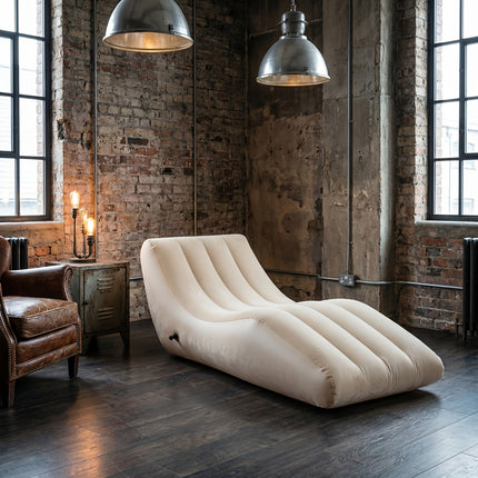 UNICORN Luxury High-End Beige L-Shaped Inflatable Sofa with Skin-Friendly Flocking