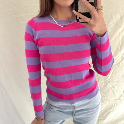 UNICORN Women's shirt stripes purple brown black dark brown s m l