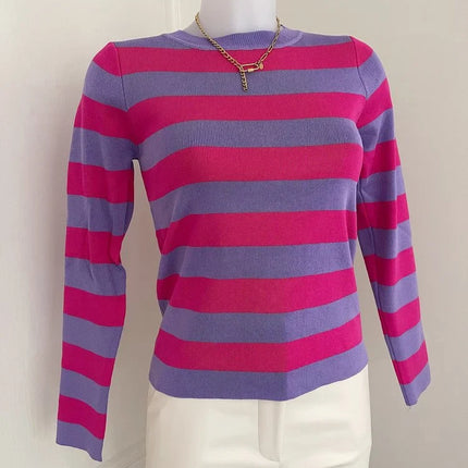 UNICORN Women's shirt stripes purple brown black dark brown s m l