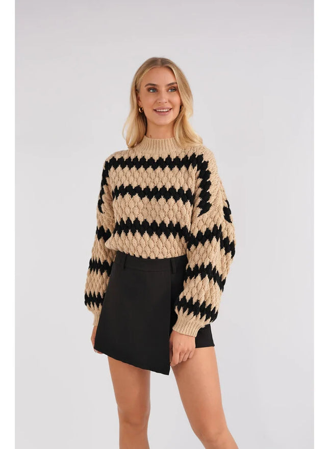 UNICORN Women's sweater beige black s m l