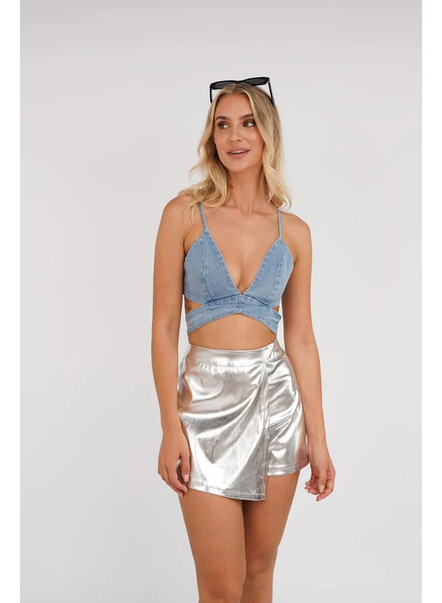 UNICORN Women's skirt silver pink light blue m l