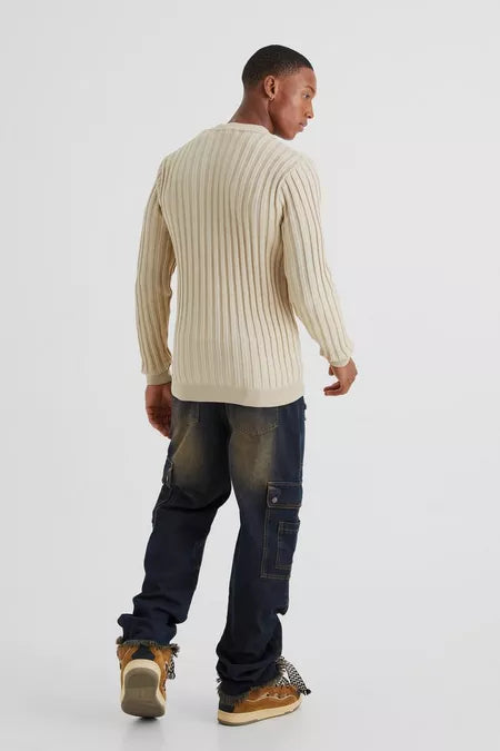 UNICORN Men's ribbed sweater beige xs s m l xl