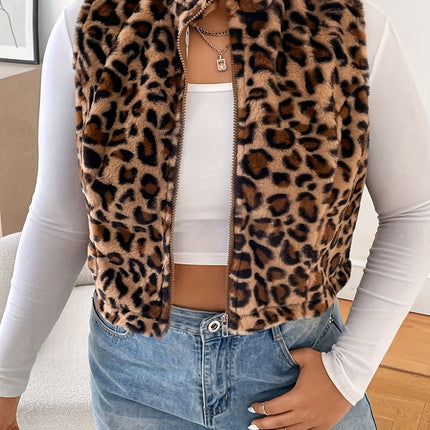 UNICORN Women'S Easy Sleeveless Leopard Print Vest Jacket, Winter Style s m l xl