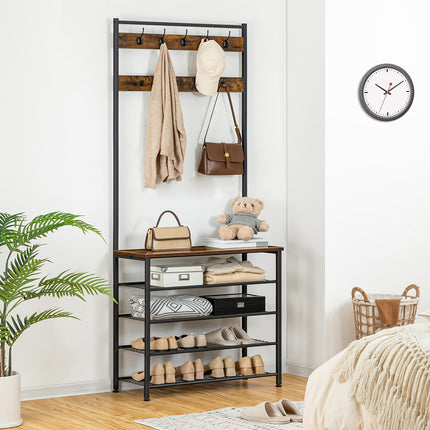 UNICORN 5-Tier Coat & Shoe Rack with Shoe Storage Dark Brown