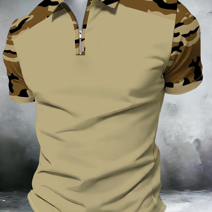 UNICORN Summer Stylish Zip-Up Polo Shirt with Trendy Camouflage Patchwork s m l xl xxl