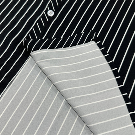 UNICORN Men's Long Sleeve Notch Lapel Button Shirt with Fine White Stripes s m l xl xxl
