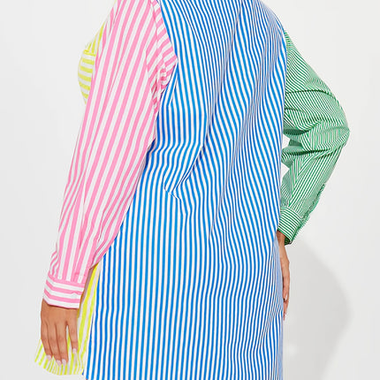 UNICORN Women Patchwork Print Striped Shirt xs s m l xl