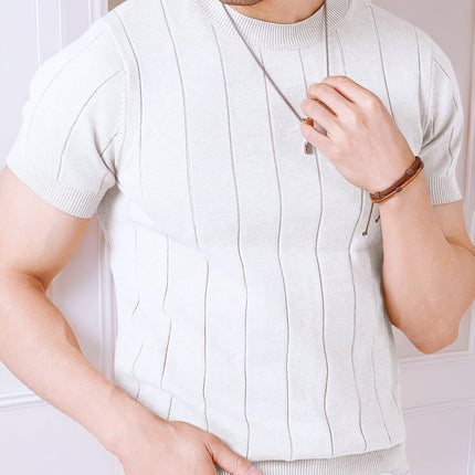 UNICORN Short-Sleeve Knitted Light Luxury T-Shirt White Brown s m l xl xxl