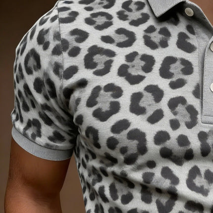 UNICORN Lightweight Breathable Short Sleeve Gray White Leopard Print s m l xl xxl