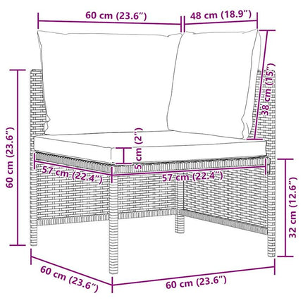 UNICORN Modular Corner Sofa with Cushions Black Poly Rattan