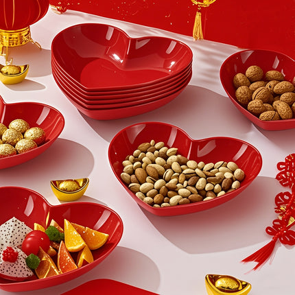 UNICORN 5pcs and 3 pcs Party Red Romantic Heart Plates, Mini Plastic