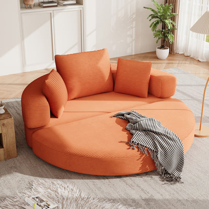 UNICORN Multifunctional Freestanding Foldable Sofa Bed Boneless Couch Oval Bed with Cushions, Modular Sofa Cord Fabric Cover (173 x 176 cm) Suitable for Apartments Living Room Bedroom