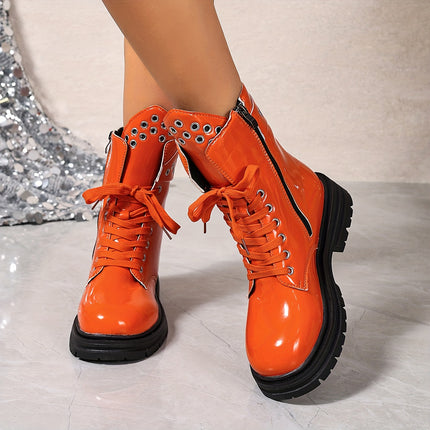 UNICORN Womens Boots with Thick Sole with Lace-up and Decorative Buckle