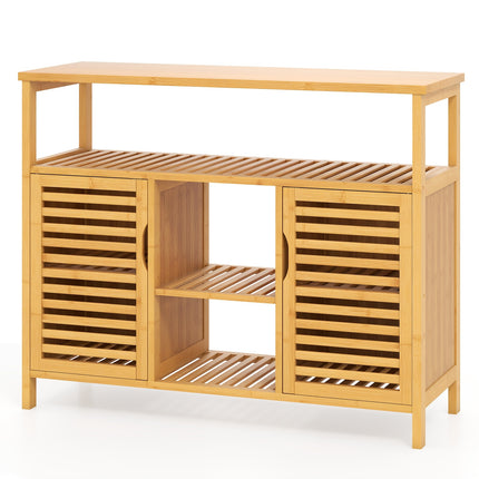UNICORN Bamboo Bathroom Cabinet, 2-Door Storage Organizer with Shelves,