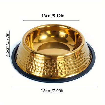 UNICORN Textured Gold-Plated Stainless Steel Dog Bowl, Non-Slip, 22 CM