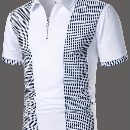 UNICORN Fashion POLO Shirt Short Sleeve Color Block Print Zipper Detail s m l xl