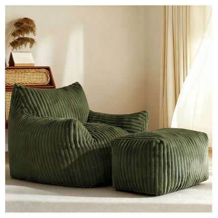 UNICORN Comfortable Bean Bag Chair with Armrests and Footstool Black White Pink Green