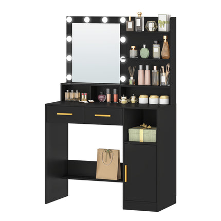 UNICORN Dressing Table with Mirror and 10 LED Light Adjustable Brightness White