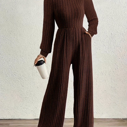 UNICORN High Neck Long Sleeve Versatile Womens Jumpsuit Solid Color s m l xl