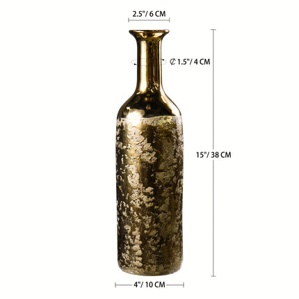 UNICORN Large Bronze-Tone Ceramic Bud Vase 11.5x11.5x38CM