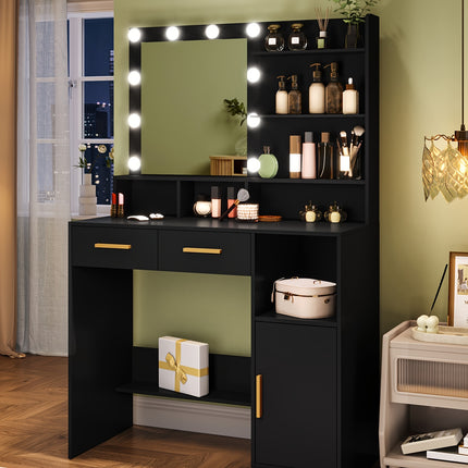 UNICORN Dressing Table with Mirror and 10 LED Light Adjustable Brightness White