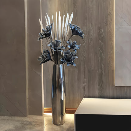 UNICORN Luxurious 60Cm Tall Ceramic Floor Vase in Electroplated silvery And Golden