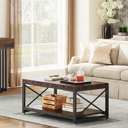 UNICORN 55-Inch Industrial Console Table with Sturdy Metal Frame Brown Black