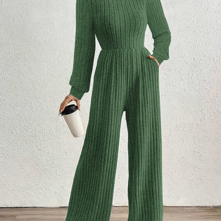 UNICORN High Neck Long Sleeve Versatile Womens Jumpsuit Solid Color s m l xl