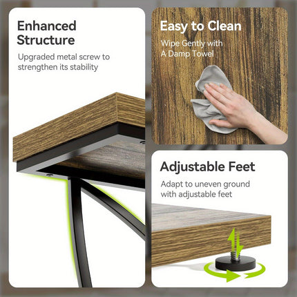 UNICORN Industrial Rustic Brown Sofa Table - Height After Assembly: 27 Inches