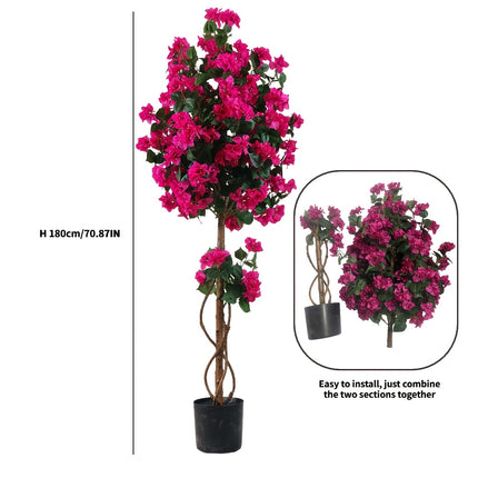 UNICORN 180cm High Simulated Bougainvillea Tree Red Pink