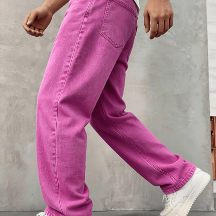 UNICORN Men's Loose-Fit Jeans Rose Red High-Quality Non-Stretch s m l xl xxl