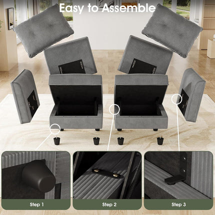 UNICORN Large Modular Sectional Sofa with Storage Seats Grey Green Beige