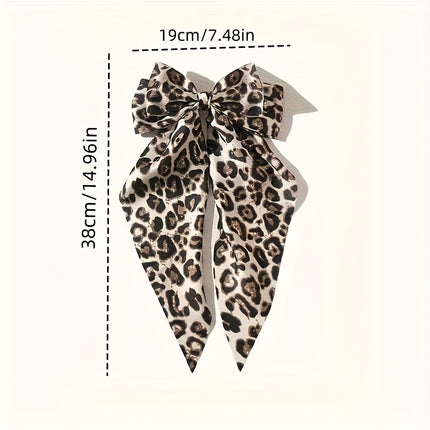 UNICORN Satin Hair Clip Featuring a Leopard Bow Ideal for Half-Up Hairstyles