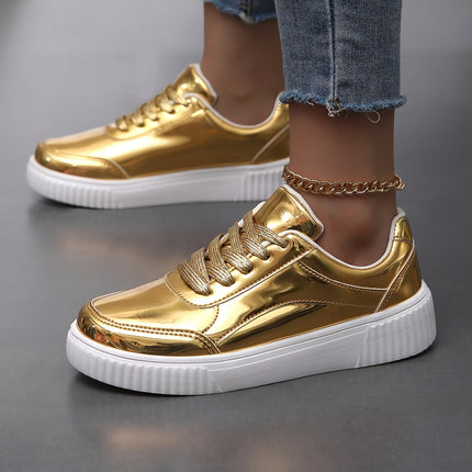 UNICORN Womens Glossy Sneakers Upper & Cushioned Sole Lightweight Solid Color