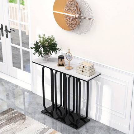 UNICORN 100cm Console Table, with Adjustable Foot Pads White & Black