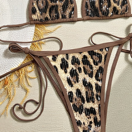UNICORN Solid Color Triangle Bag Sexy Strappy Backless Sequin Split Bikini s m l