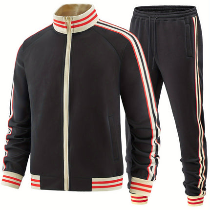 UNICORN Autumn Webbing Stripe Set, Stand Collar Zippered Sweatshirt s m l xl xxl xxxl