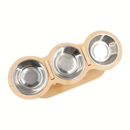 UNICORN Elevated Cat Bowl 3 Stainless Steel Bowls for Indoor Cats and Small Dogs