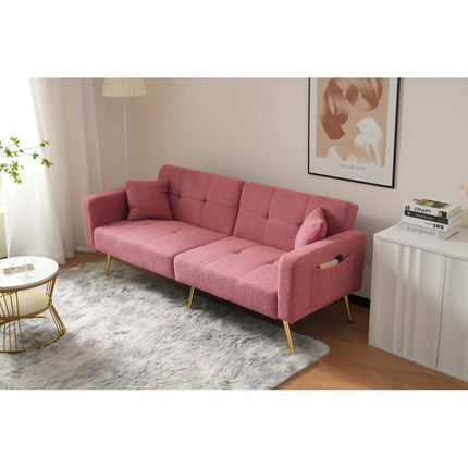 UNICORN Modern minimalist sofa bed size: 175*64*72 cm angle adjustable gold bed legs sofa with cushions side storage pockets