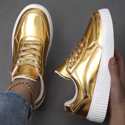UNICORN Womens Glossy Sneakers Upper & Cushioned Sole Lightweight Solid Color
