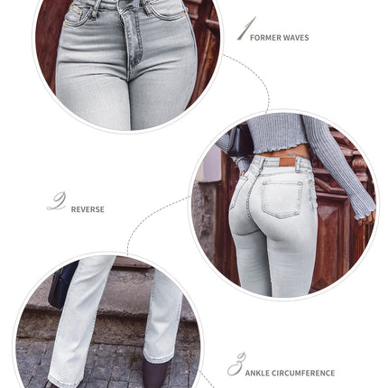 UNICORN Women Stretchy Slim Fit Straight Denim Jeans grey s m l xl