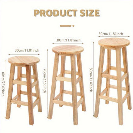 UNICORN Oak Round Stools, Solid Wood Bar Stools, Pub Chairs