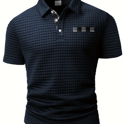 UNICORN Men'S Polo Shirt Square Solid Pattern Short Sleeve Polo Collar s m l xl xxl