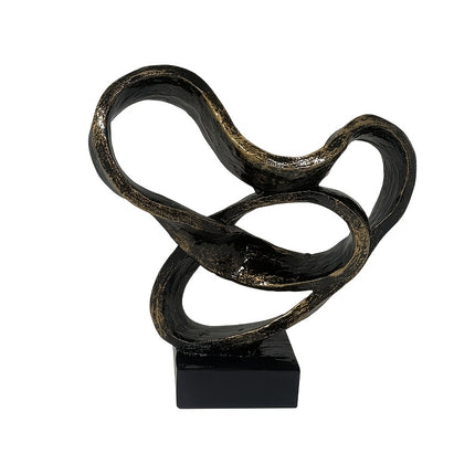 UNICORN Twisted Love Resin Sculpture Eternal Heart Knot Brown Golden
