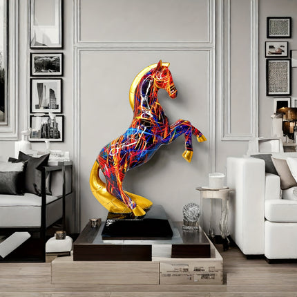UNICORN Collectible Figurines Elegant Dynamic Jumping Horse Statue multicolored