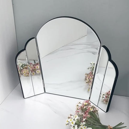 UNICORN Crown Shaped Hollywood Trifold Vanity Mirror 3 Way Adjustable Sliver Glass