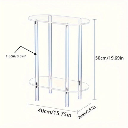 UNICORN Acrylic Oval Side Table 2-layer Bedside Table Suitable for Living Room