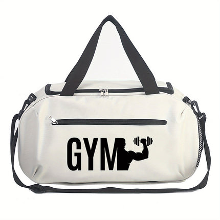 UNICORN GYM Fitness Theme Print Duffel Bag Large Capacity White Black Blue