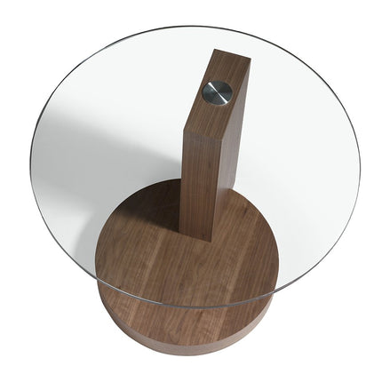 UNICORN Side table walnut wood with glass 60x60x48 cm