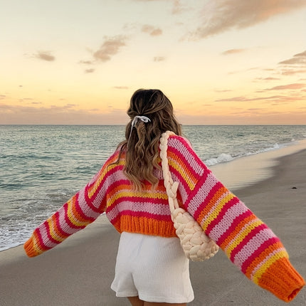 UNICORN Women'S Cozy Striped Sweater Soft Pullover with Color Block Design s m l xl